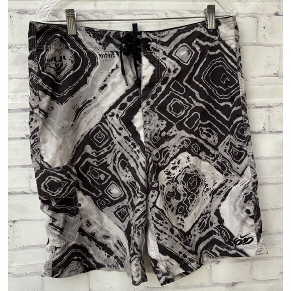 Nike 6.0 Men’s Size 34 Black Gray Abstract Board Shorts Swimsuit‎ Unlined - Picture 1 of 14